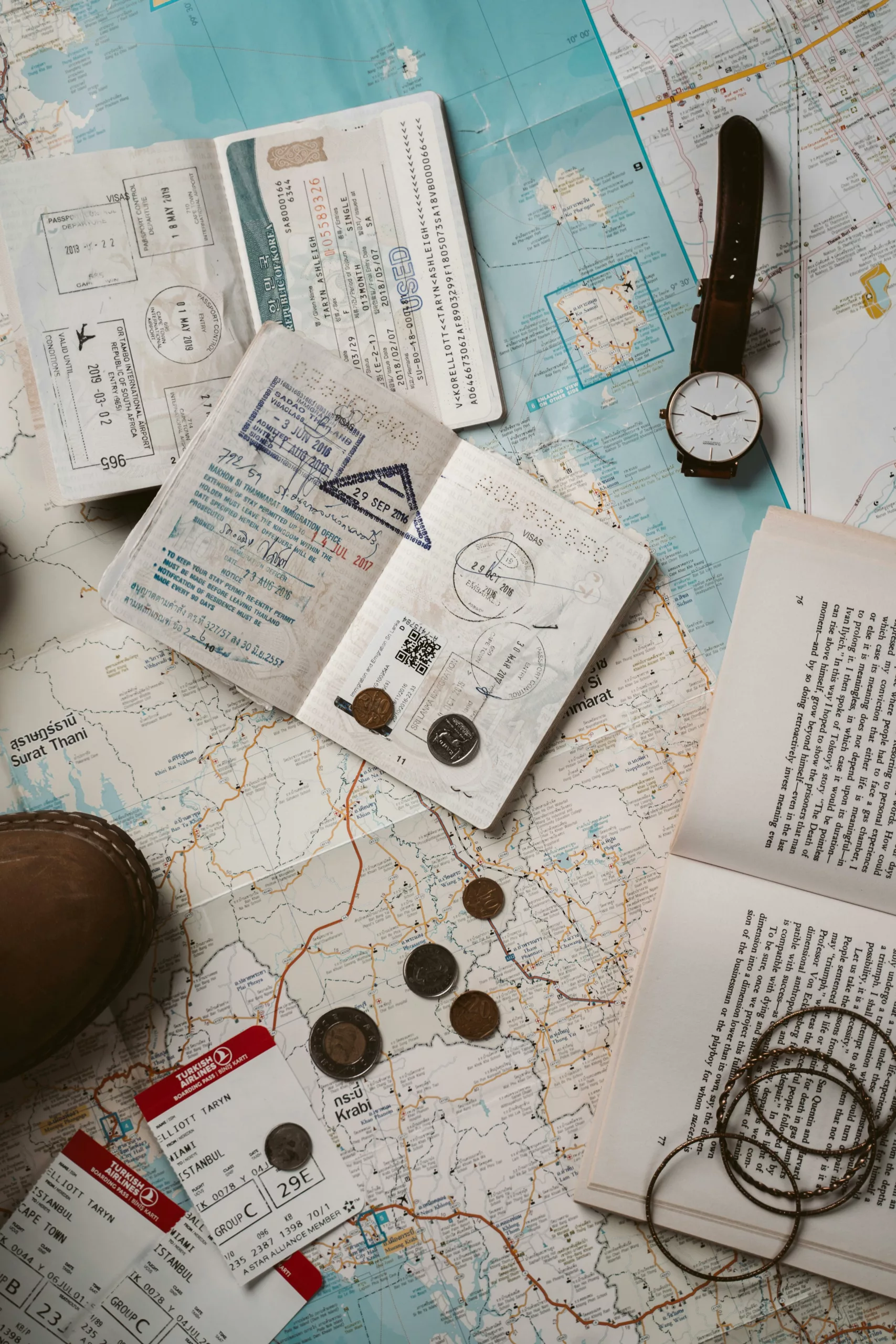 Passport on a map illustrating a visa for Saudi Arabia