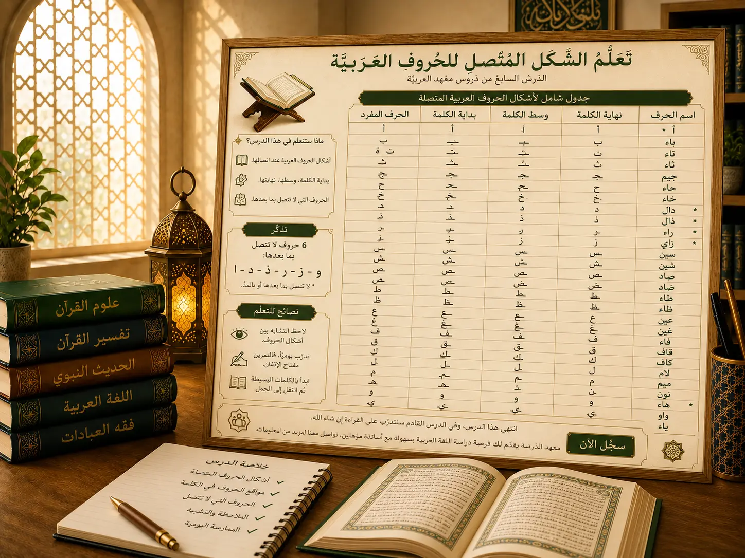 Arabic lesson about joined letter forms