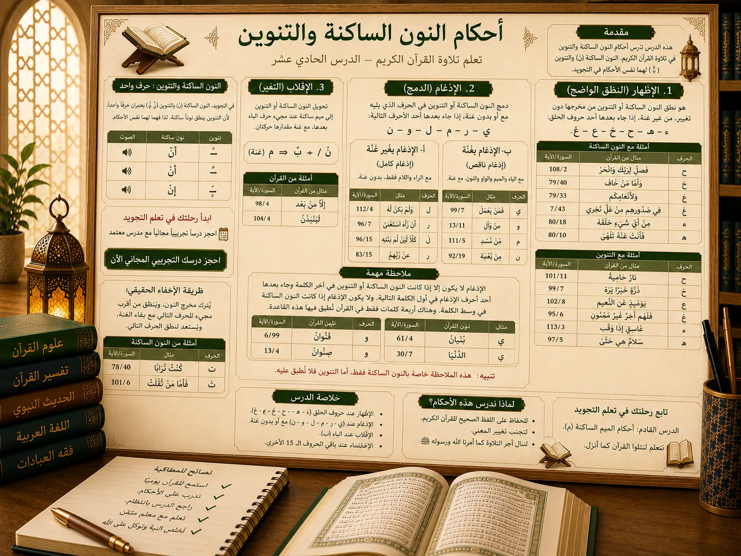 Tajwid lesson about noon sakinah and tanween