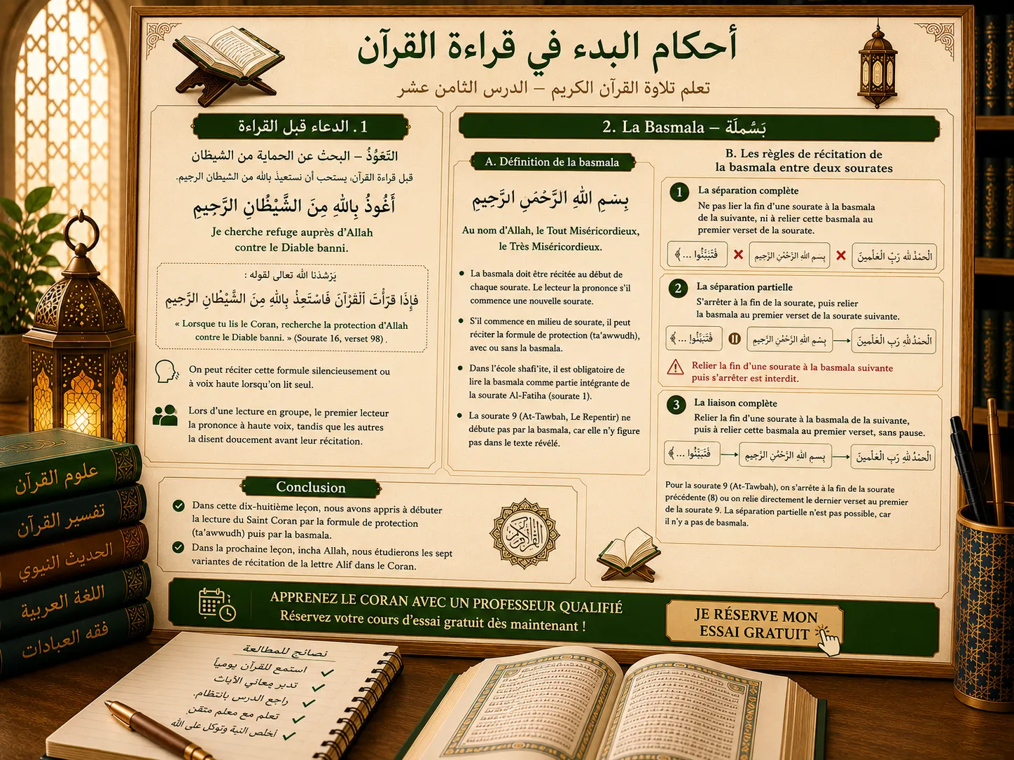 Tajwid lesson about starting Quran recitation