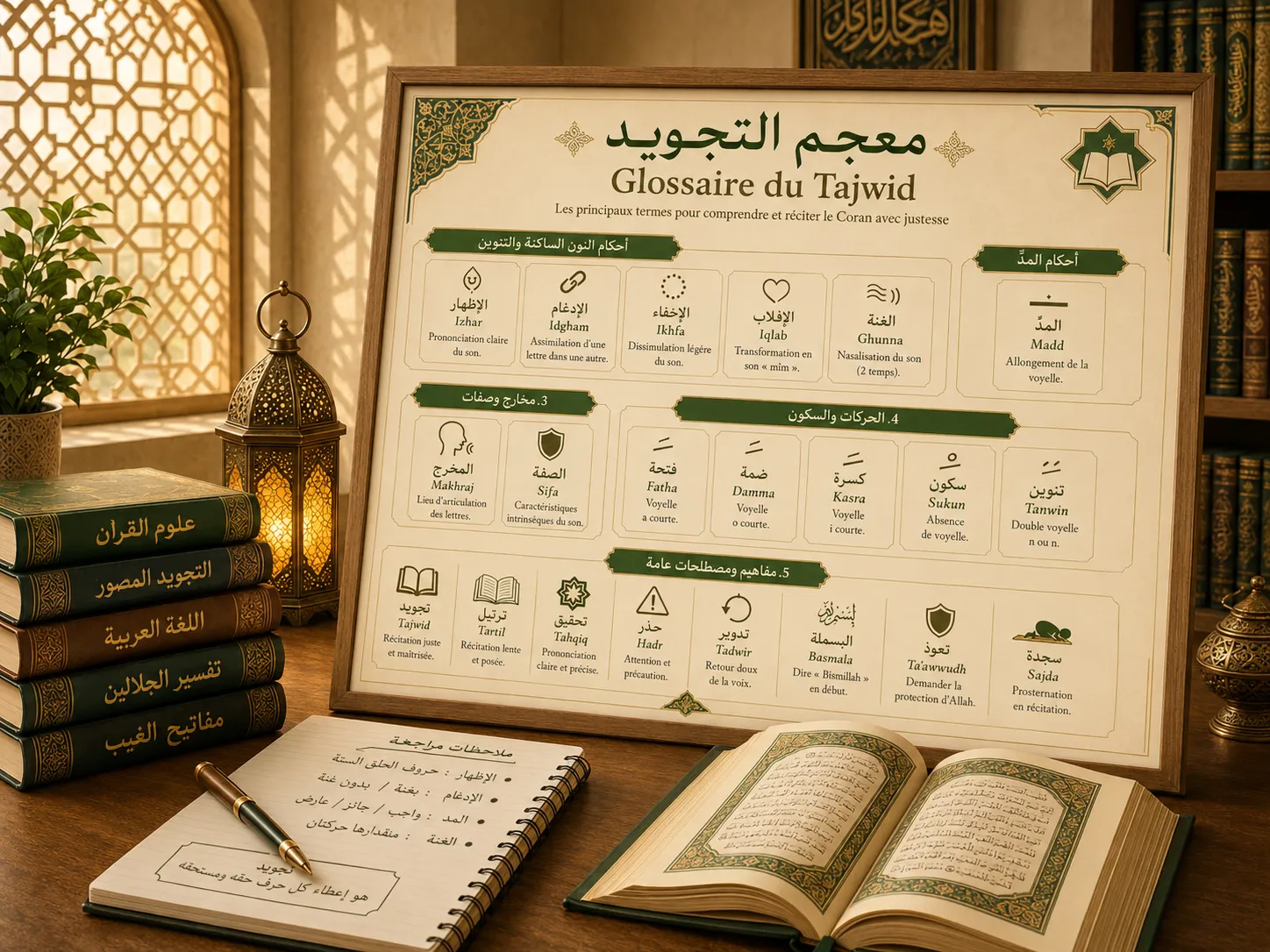 Illustrated glossary of Tajweed and Quran recitation terms