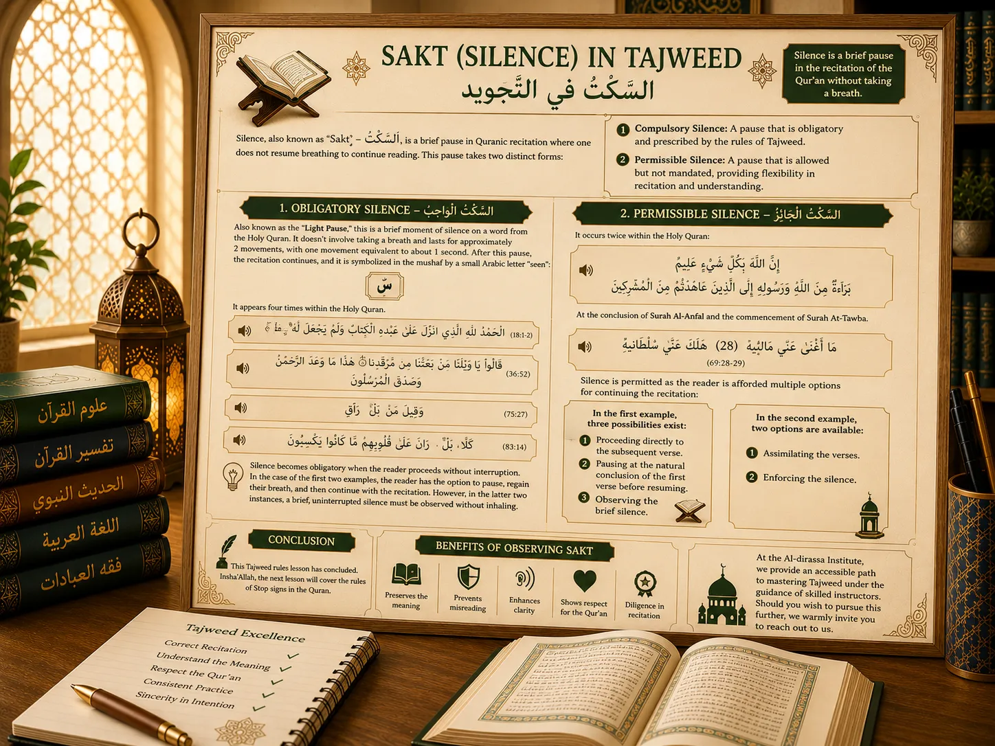 Cours de tajwid sur le sakt dans la récitation du Coran