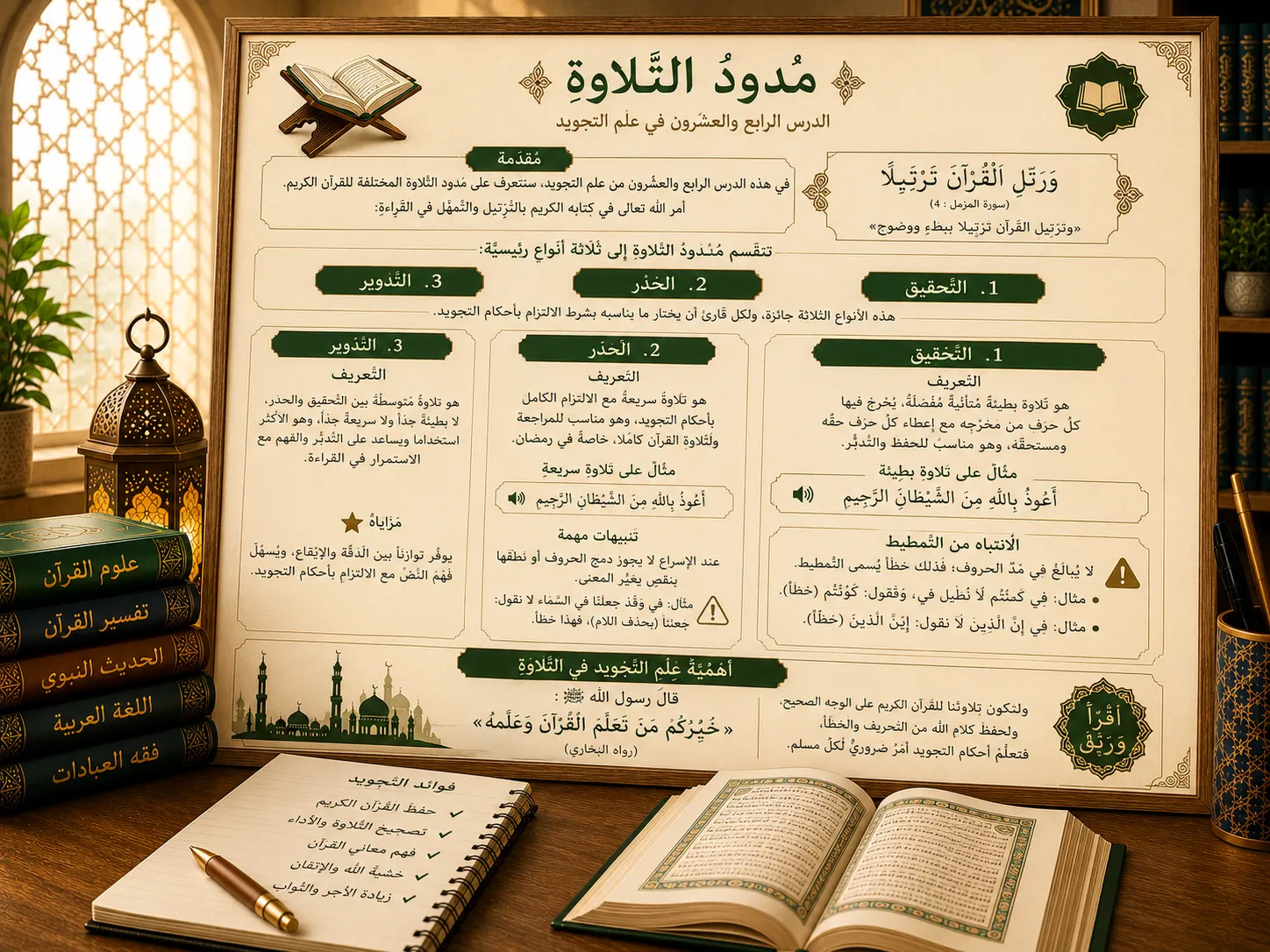Tajwid lesson about Quran recitation modes