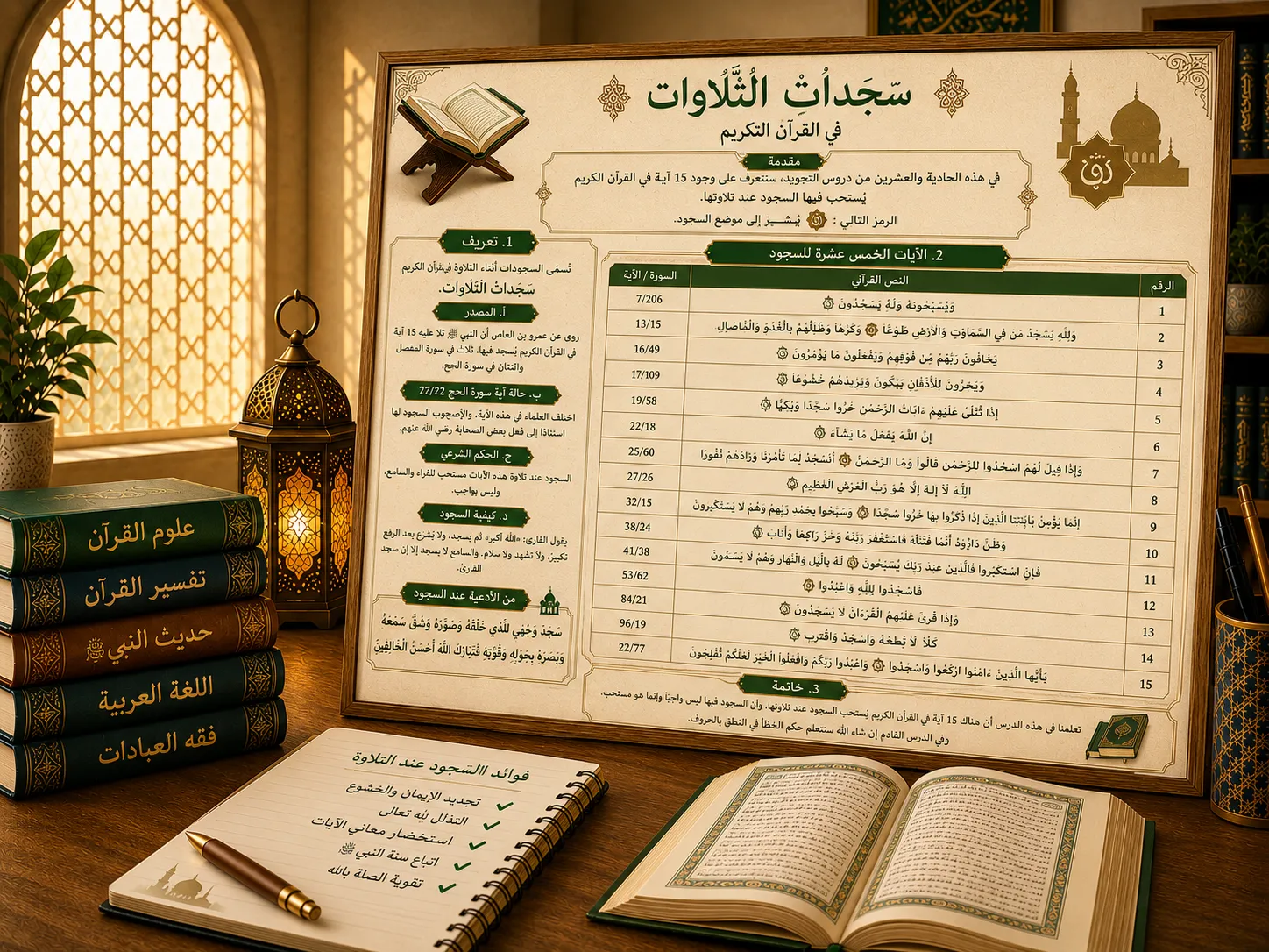 Cours de tajwid sur les versets de prosternation