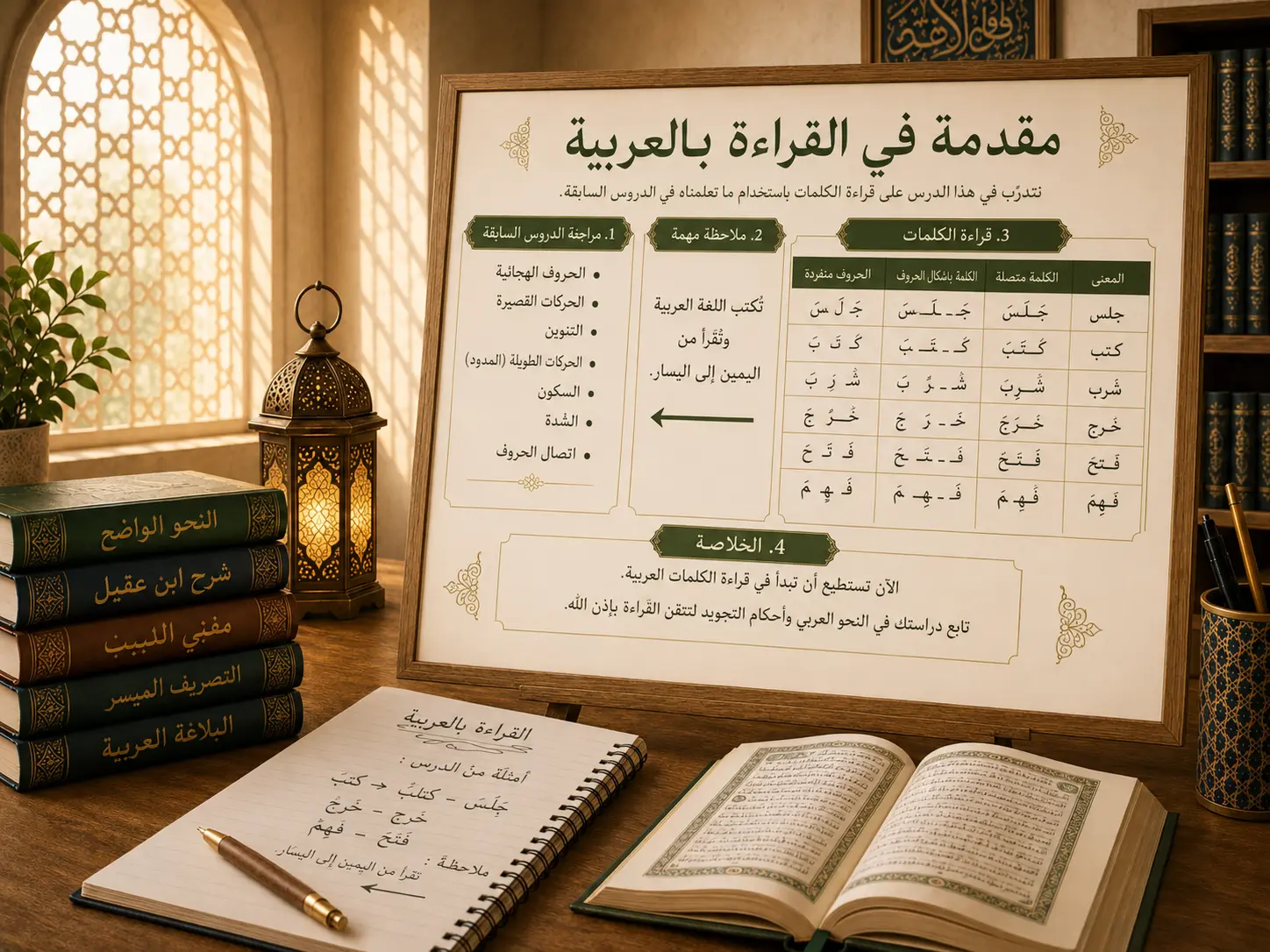 Arabic word reading lesson board