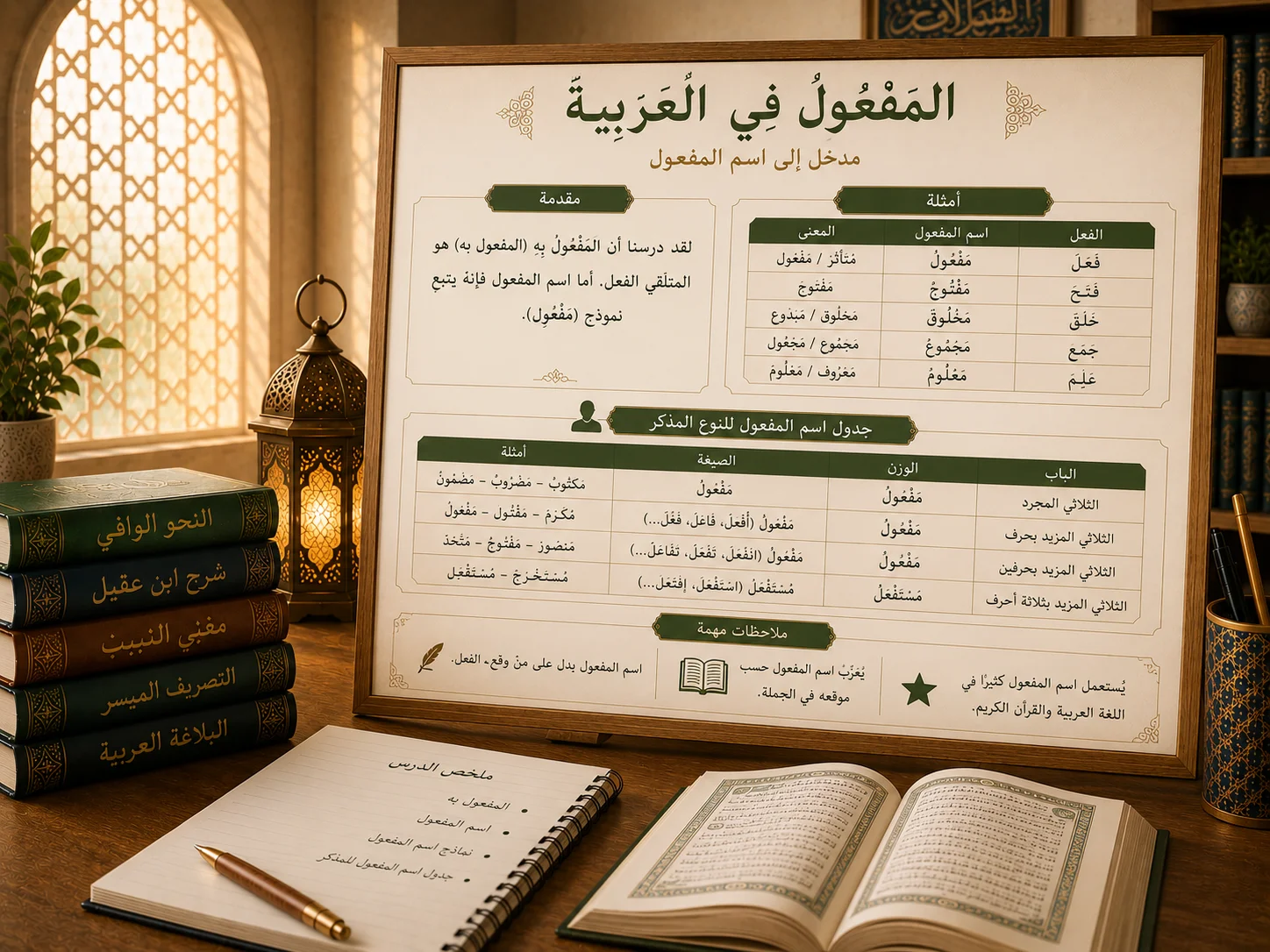 Educational chart about the Arabic active participle