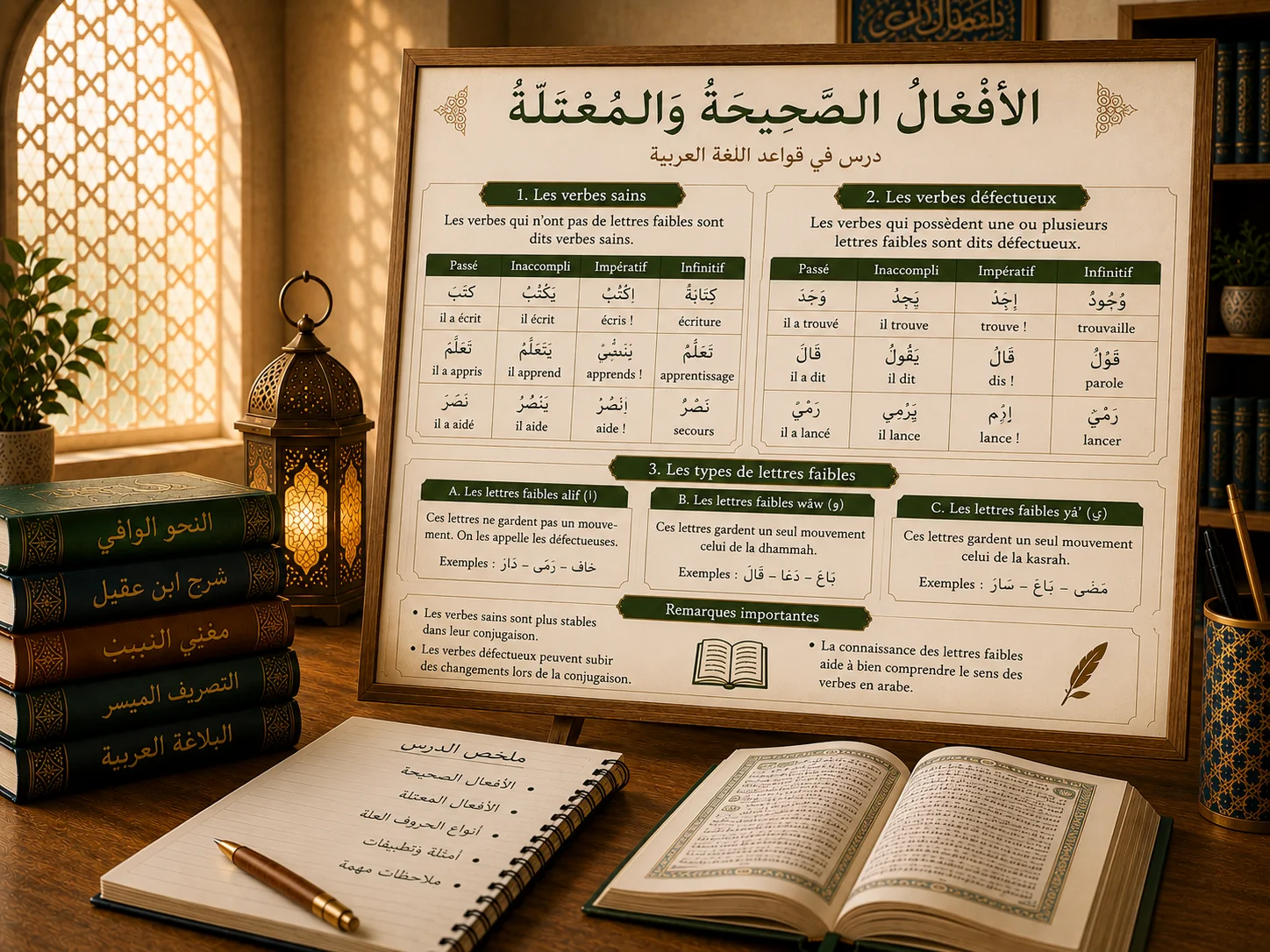 Arabic grammar chart about double emphasis