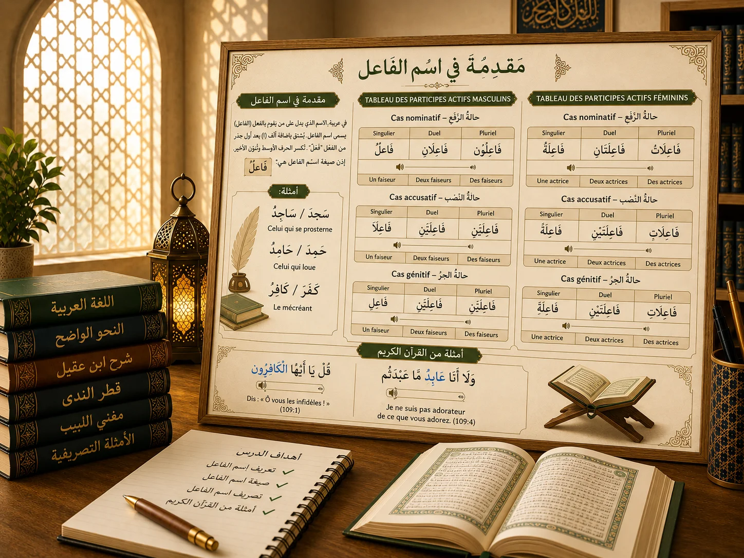 Arabic grammar board about the active participle