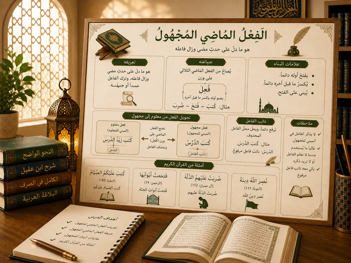 Arabic grammar board about the passive verb
